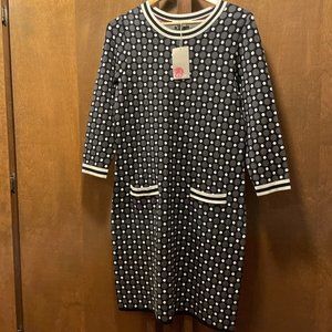 Boden Sweater dress Black White Gray Polka Dots 10 NWT